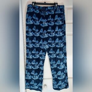 Nautica Sleepwear Pajama Pants Casual Fleece XL Blue Boats Nautical Ocean Pullon